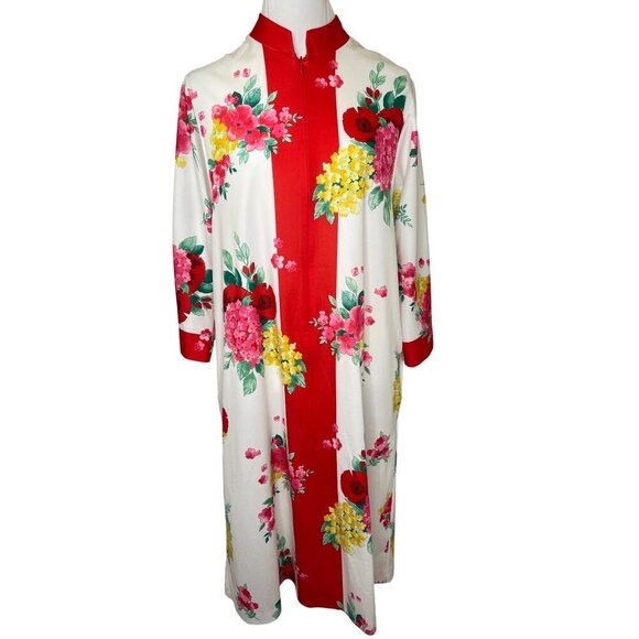 Evelyn Pearson Floral Vintage Kaftan House Dress Robe Ladies MED 60s 70s - Picture 6 of 7